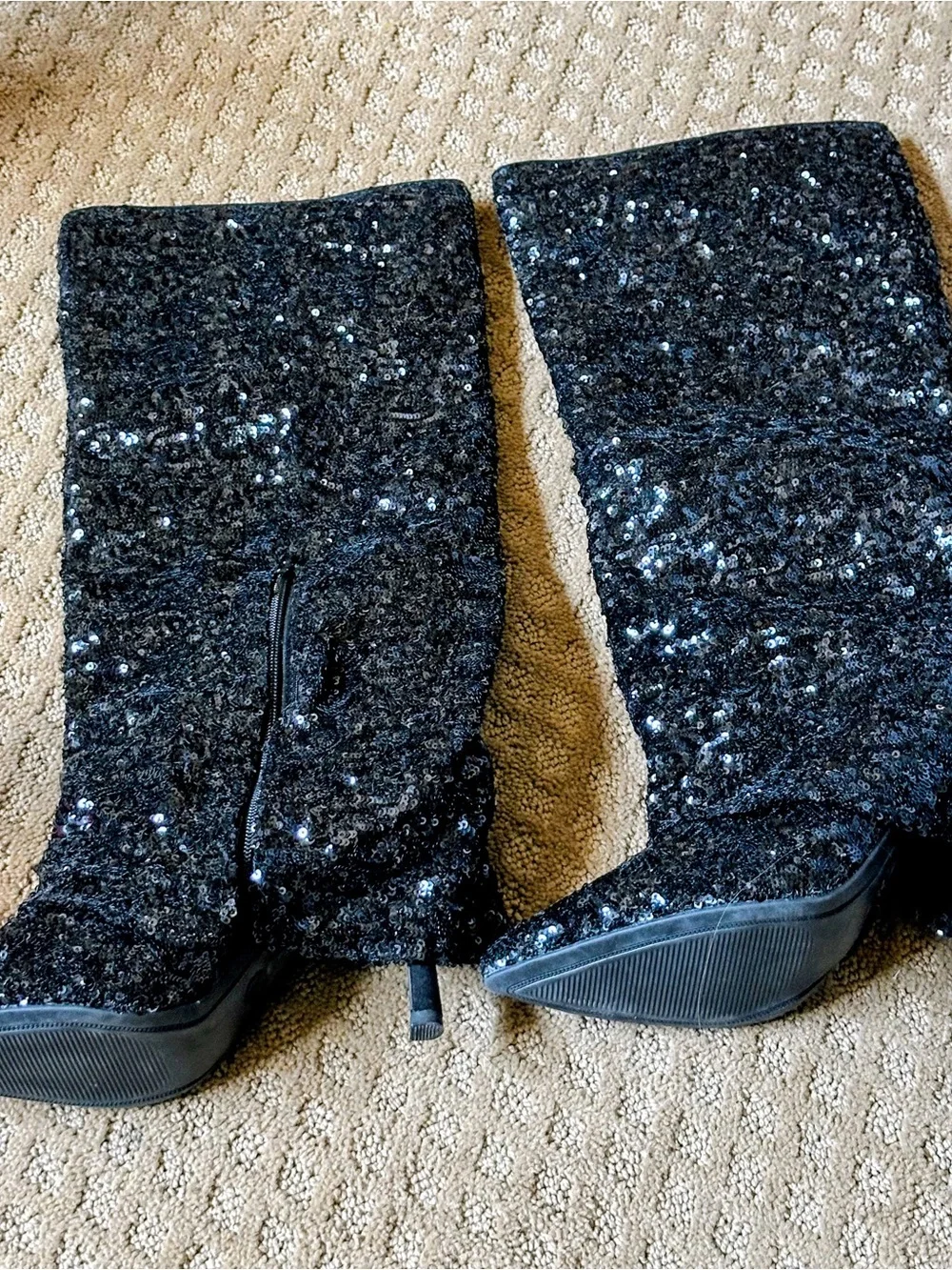 a new day Black Sequined Over-the-Knee Boots